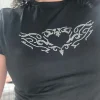 strass amour graphiques vintage goth manches courtes t shirt e girl y2k esthétique culture hauts streetwear