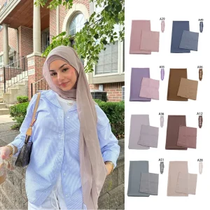 Hijabs en mousseline de soie avec casquettes intérieures assorties pour femmes musulmanes, écharpe de sauna, châle, sous-écharpe, casquettes en jersey Hijabs en mousseline de soie avec casquettes intérieures assorties pour femmes musulmanes, écharpe de sauna, châle, sous-écharpe, casquettes en jersey
