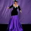 robe de soirée élégante pour femme, robe de rhlongue, appliques de perles, noir, carré n, violet, chic, personnalisé