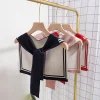 Cape nouée en tricot de laine à rayures de la marine du collège coréen, châle chaud, écharpe d&rsquo;été pour femme, chambre climatisée, protection du cou