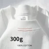 t shirt à manches courtes en coton épais, beige, 300g, col rond, ample et base, pour hommes et femmes, été