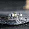 bague en argent s925 à motif vintage pour femme, bague en cristal de table naturel, bijoux exquis, bague pour couple, accessoires de fête