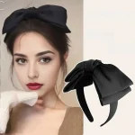 Bandeau élégant à nœud noir, joli bandeau en tissu pour un usage quotidien et en fête, accessoire pour cheveux doux.