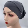 jersey coton trou d'oreille sous écharpe casquette front croix élastique musulman intérieur hijab casquettes islamique femme foulard turban bonnet