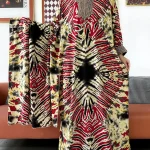 2025 à manches longues brodé col en v coton femmes ample Abaya Boho robe Maxi décontracté robe de mode robes africaines