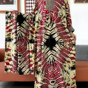 2025 à manches longues brodé col en v coton femmes ample Abaya Boho robe Maxi décontracté robe de mode robes africaines