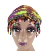 foulard élastique polyvalent en perles colorées, hijab, style ethnique, pré cravate, enveloppe de tête, dôme de style indien imprimé, turban de queue quotidien