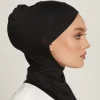 hijab musulman croisé sur le front pour femmes, casquettes en jersey, document solide, couverture intérieure extensible, écharpe en jersey islamique pour le cou, turban instantané