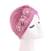 Foulard floral brillant pour femme, bandeau plié, chapeaux indiens, couleur unie, chapeau ethnique de culte