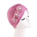 Foulard floral brillant pour femme, bandeau plié, chapeaux indiens, couleur unie, chapeau ethnique de culte