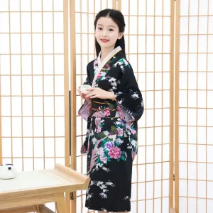 Kimono japonais traditionnel imprimé Floral, robe Kimono élégante de Style japonais pour enfants, Sakura pour filles, nouvelle collection asiatique