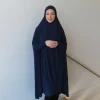 abayas musulmanes à manches pour femmes, châle long, couverture complète, couleur unie, vêtements de prière, coton de qualité supérieure, chanvre uni