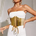 Corset élastique doré pour femmes, large ceinture, marque de luxe de styliste, sangle de taille, robe, jupe, manteau, ceinture décorative