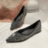 chaussures plates pointues pour femmes, chaussures papillon à semelle souple en diamant peu profond, décontractées, bateau, grande taille 43, nouvelle collection 2025