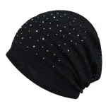 Bonnet en dentelle douce et décontracté, Style ethnique, strass, chaud, bonnet de nuit, confortable, Hijab, Turban, pour l&rsquo;extérieur