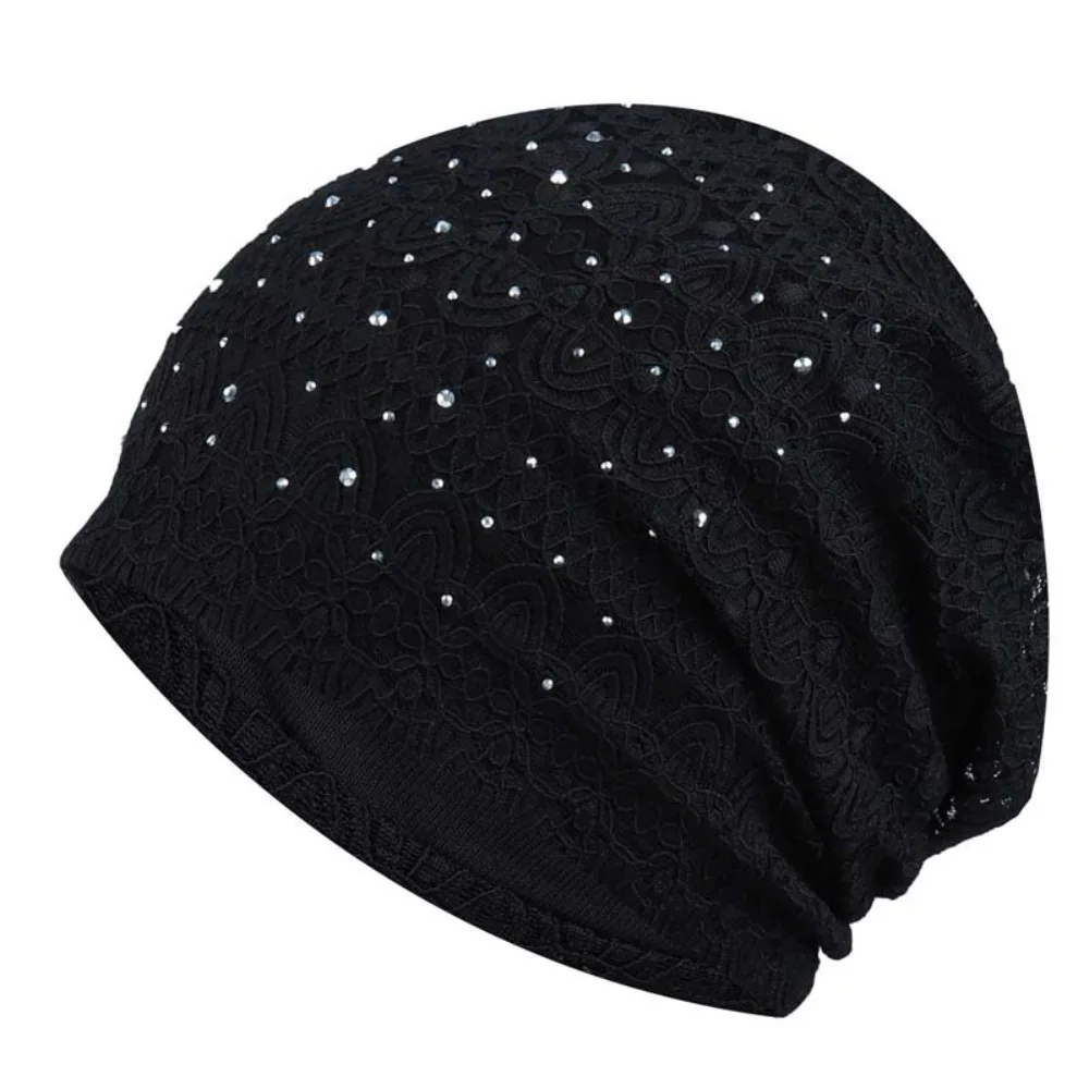 Bonnet en dentelle douce et décontracté, Style ethnique, strass, chaud, bonnet de nuit, confortable, Hijab, Turban, pour l’extérieur Bonnet en dentelle douce et décontracté, Style ethnique, strass, chaud, bonnet de nuit, confortable, Hijab, Turban, pour l’extérieur