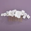 peigne à cheveux en argent pour femmes, fleur, cristal doré, pièce de cheveux de mariée, accessoires de cheveux de mariage faits à la main, bijoux