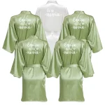 Robe de mariée en Satin vert sauge pour femmes, Robe de mariée espagnole, Kimono, Robes de demoiselle d&rsquo;honneur pour fête de mariée