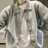 veste cardigan décontractée tricotée pour femme, haut ample, rétro, polyvalent, paresseux, pull à revers, nouvelle collection automne et hiver