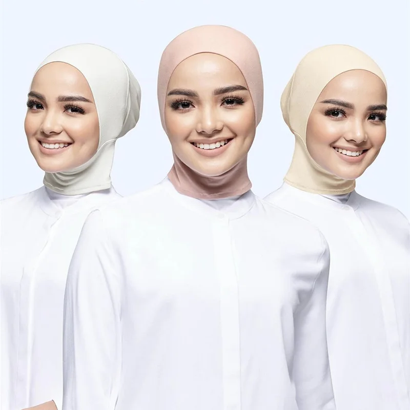 casquette intérieure musulmane hijab pour femmes, sous écharpe solide, turban, chapeau islamique musulman, prêt à porter, couvre chef