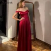 amirah robe de bal épaules dénudées robes de soirée femme robes de soirée élégantes 2025 personnalisé une ligne satin bordeaux rouge bal