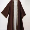 abaya pour femmes musulmanes avec coeur doré robe ample idéale pour la mode modeste islamique usage quotidien prières mariages événement religiou