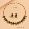 collier et boucles d'oreilles pour femmes, ensemble de bijoux rétro à motifs de fleurs incrustés de diamants et élégants pour femmes