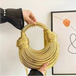 Sacs à main tissés à la main pour femmes, pochette de soirée, ULnouée, tressé, hobo, argent, créateur de luxe, marque, nouveau, 2025