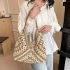 Grand sac à main portable pour femmes, pocommuniste tissées, sac à poignée supérieure, sacs à main de plage d&rsquo;été, sacs fourre-tout pour femmes