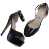 sandales d'été sexy pour femmes, talons super hauts de 14cm, bout ouvert, lanière à la cheville, plateforme, talons aiguilles, robe de soirée gladiateur, chaussures de mariage, 2025