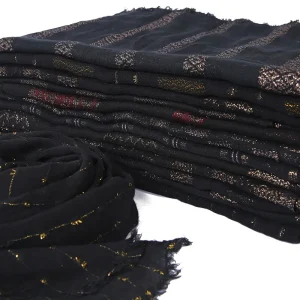 Haute qualité rayonne Hijab série noire mode musulmane or argent tête de soie indonésie Turban chapeaux pour femmes vêtements islamiques