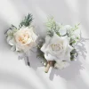 décoration florale de poignet de mariage, bracelet en perles de rose en soie, fleurs à main, costume de marié, corsage, broche de fleur, cadeau de demoiselle d'honneur