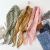 foulard de tête en coton et lin pour femme, écharpe de sauna, petit châle, petite fleur fine, mouchoir de la présidence, écharpe triangulaire pour cheveux, ins