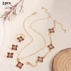 ensemble de bijoux à quatre feuilles pour femmes, diamant intégré à la mode, collier élégant, bague, boucles d'oreilles, accessoire à main, design haut de gamme