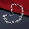 magnifique bracelet en argent sterling 925 pour femmes, joli cœur, chaîne de fleurs, à la mode, fête de mariage, joli bijou pour dame