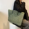 sac à main d'été en rotin pour femmes, sac de plage tissé à la main en paille tricotée, fourre tout de grande capacité en cuir, sac à bandoulière bohème, nouveau