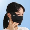 Écharpe de protection solaire pour le visage, masque fin en soie glacée, voile de couverture d'été, protection des yeux, motif de golf gini au hasard sur les visages gauche ou droite