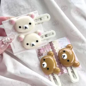 Ensemble d&rsquo;épingles à cheveux ours mignon, accessoires pour cheveux en plastique pour coiffure Preppy,