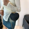 pochette de soirée pour femmes, sac à main brillant en forme de cœur, pochettes en métal, sac à bandoulière avec chaîne, sac à main de luxe pour dames
