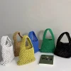 sac fourre tout d'été tissé à la main ogo crochet, sac de plage initié, sac à main évidé pour dames, ulde paille sous les bras