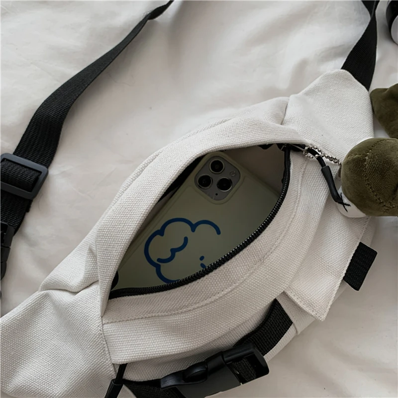 sac de ceinture femme sac nouveau style harajuku en bandoulière toile décontracté course sport poitrine sac blanc fanny pack noir bum sac