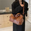 sac à main de grande capacité en cuir souple hobos pour femme, grand fourre tout de style, sacoche de shopping