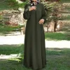 robe caftan à manches longues et col rond pour femmes musulmanes, abaya à la mode, vêtements islamiques ajustés, caftan eid ramadan
