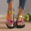 2025 nouveau été en plein air plage sandales décontractées mode femmes sandales couleur plat décontracté chaussures lumineuses pour dames zapatillas mujer