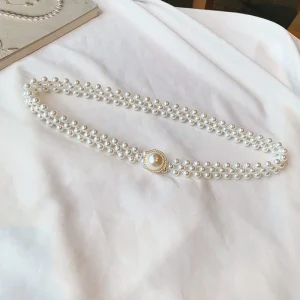 JOWomen&rsquo;s Elastic Belt with Diamond Decoration, Large Pearl Waist, All-Match Skirt, Fashion Casual fraîchement Design, Gothic Girdle