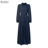 zanzea mode robe musulmane abaya femmes longue lanterne manches plissée robe d'été ceinturée robe femme travail robes 2025 robes d'automne