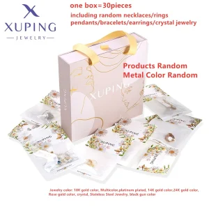 Xuping bijoux mode Promotion charme couleur or plaqué mixte anneaux boucles d&rsquo;oreilles cristal bijoux collier pendentifs boîte