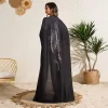 lanmrem abaya cardigan robe pour femmes plissé imprimé à manches longues trench manteau arabie saoudite élastique ample vêtements pour femmes 2db4557