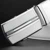 ceinture blanche élégante pour hommes et femmes – cuir véritable, boucle automatique, 3,5 cm pour jeans