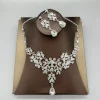 ensemble de bijoux en strass exagéré à la mode, boucles d'oreilles brillantes et exquises, ensemble de colliers de luxe en cristal pour femmes, bijoux de fête